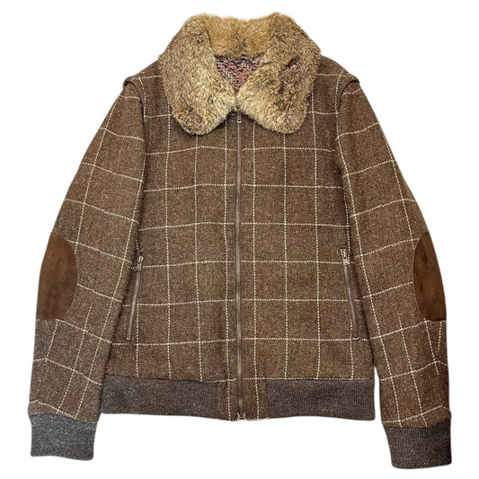 NUMBER (N)INE 02AW Rabbit Fur Trim Wool Jacket Size 3