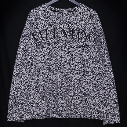 VALENTINO Leopard Print Sweatshirt White Black Size L