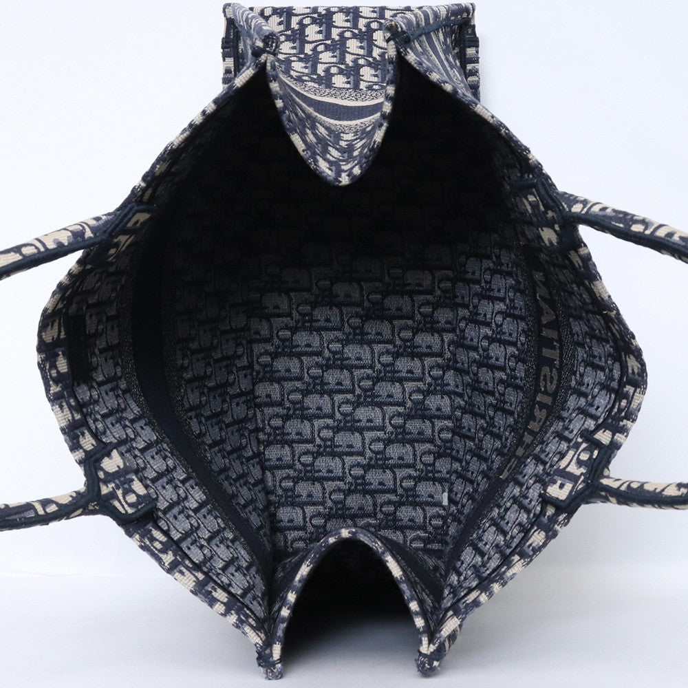 CHRISTIAN DIOR Large Oblique Canvas Bag Navy Size ONE SIZE
