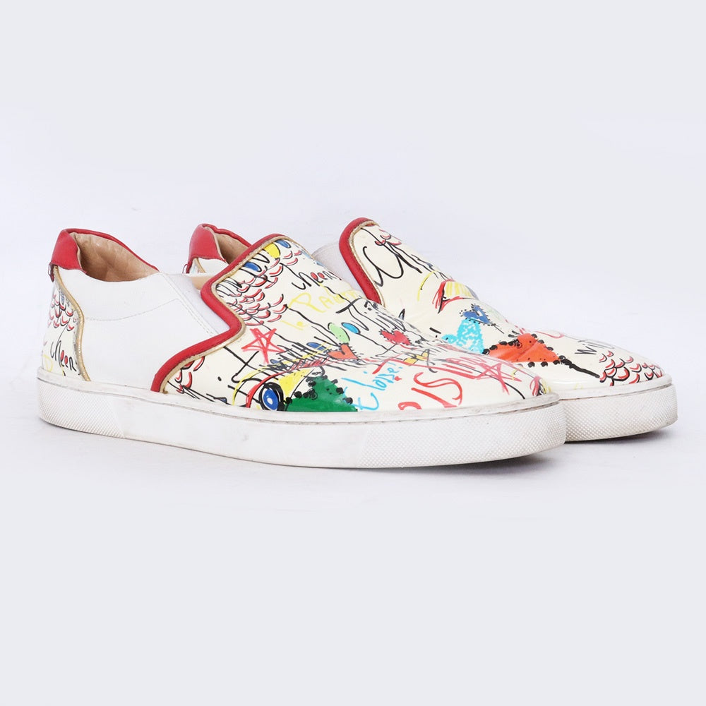 CHRISTIAN LOUBOUTIN Graphic Sneakers White Size EU 43