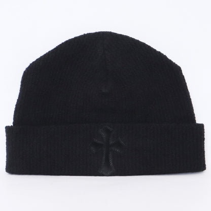 Chrome Hearts BADDA BING Calf Hair Cross Beanie Black Size F