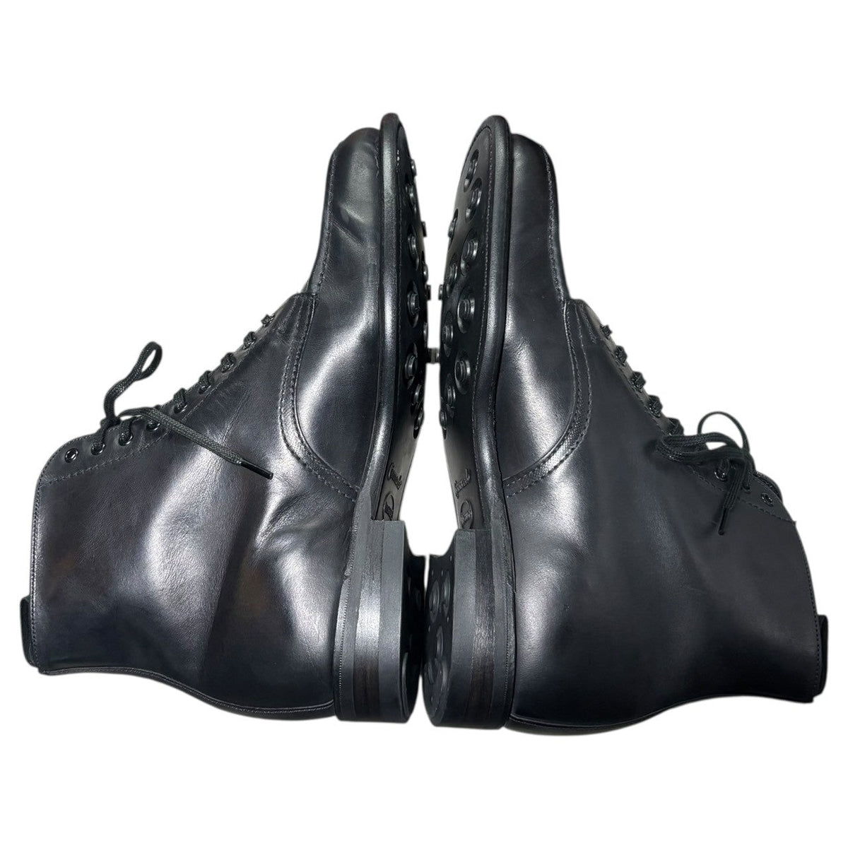 SANDERS B.G.S Apron Derby Boots Black U-Tip Size 6 1/2