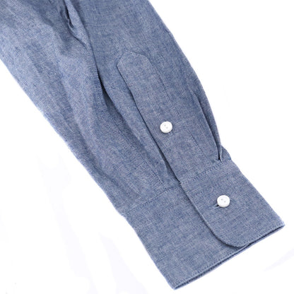 SUS-SOUS Chambray Band Collar Button Up Shirt Blue Size 5