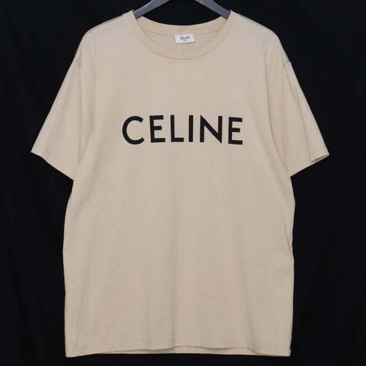 CELINE Hedi Slimane Era Loose Cotton T-Shirt Beige Size XS
