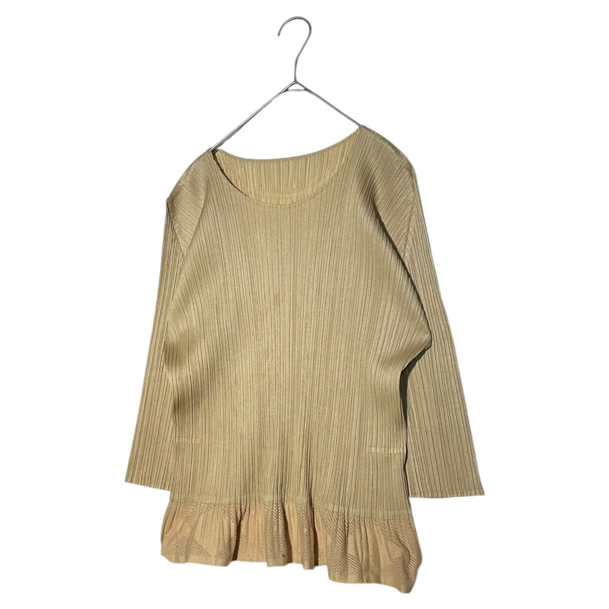 PLEATS PLEASE Mesh Pleated Long-Sleeve Top Size 4
