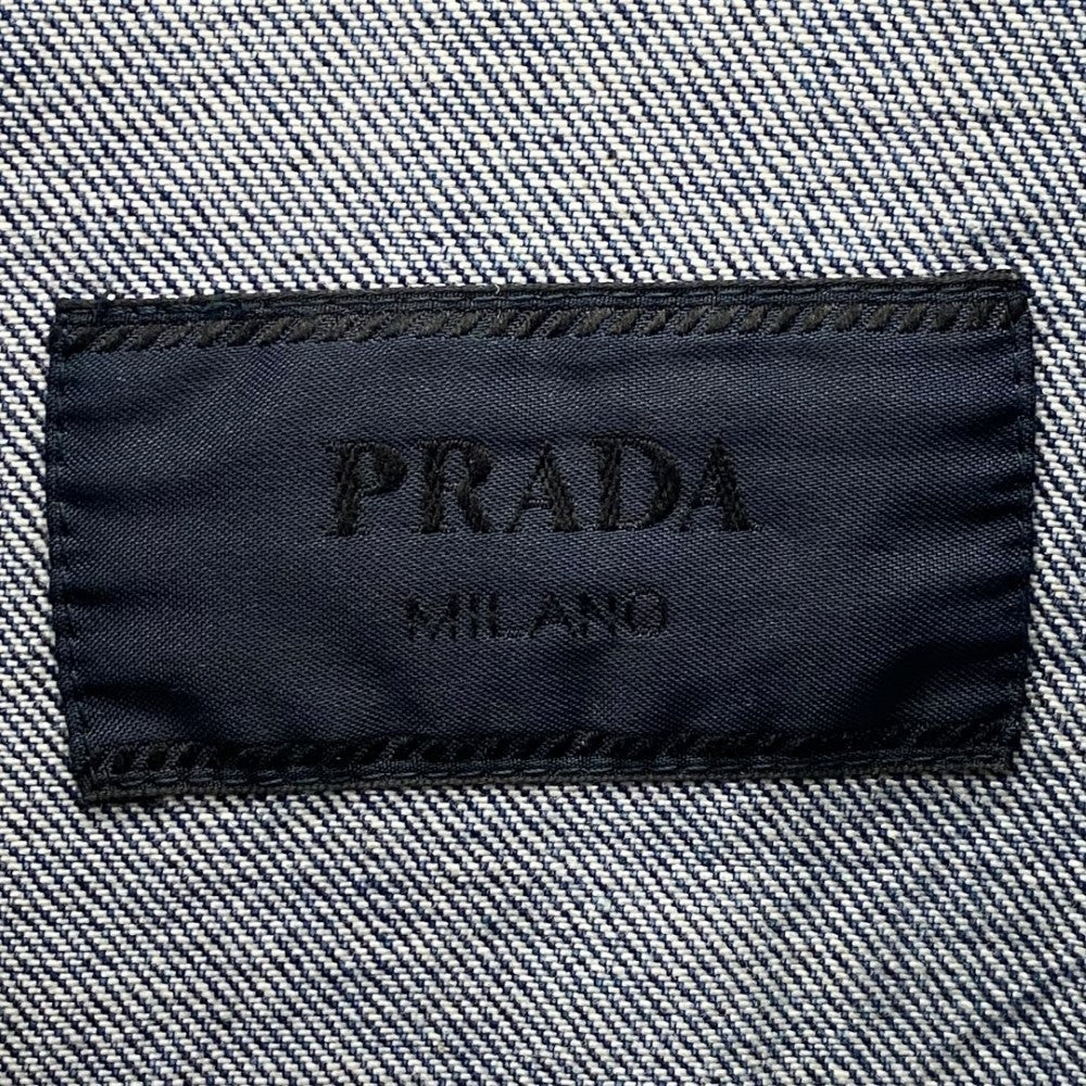 PRADA 2021 Triangle Logo Zip Denim Jacket Indigo Size S