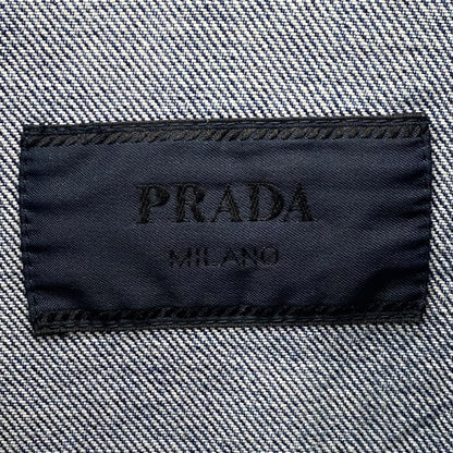 PRADA 2021 Triangle Logo Zip Denim Jacket Indigo Size S