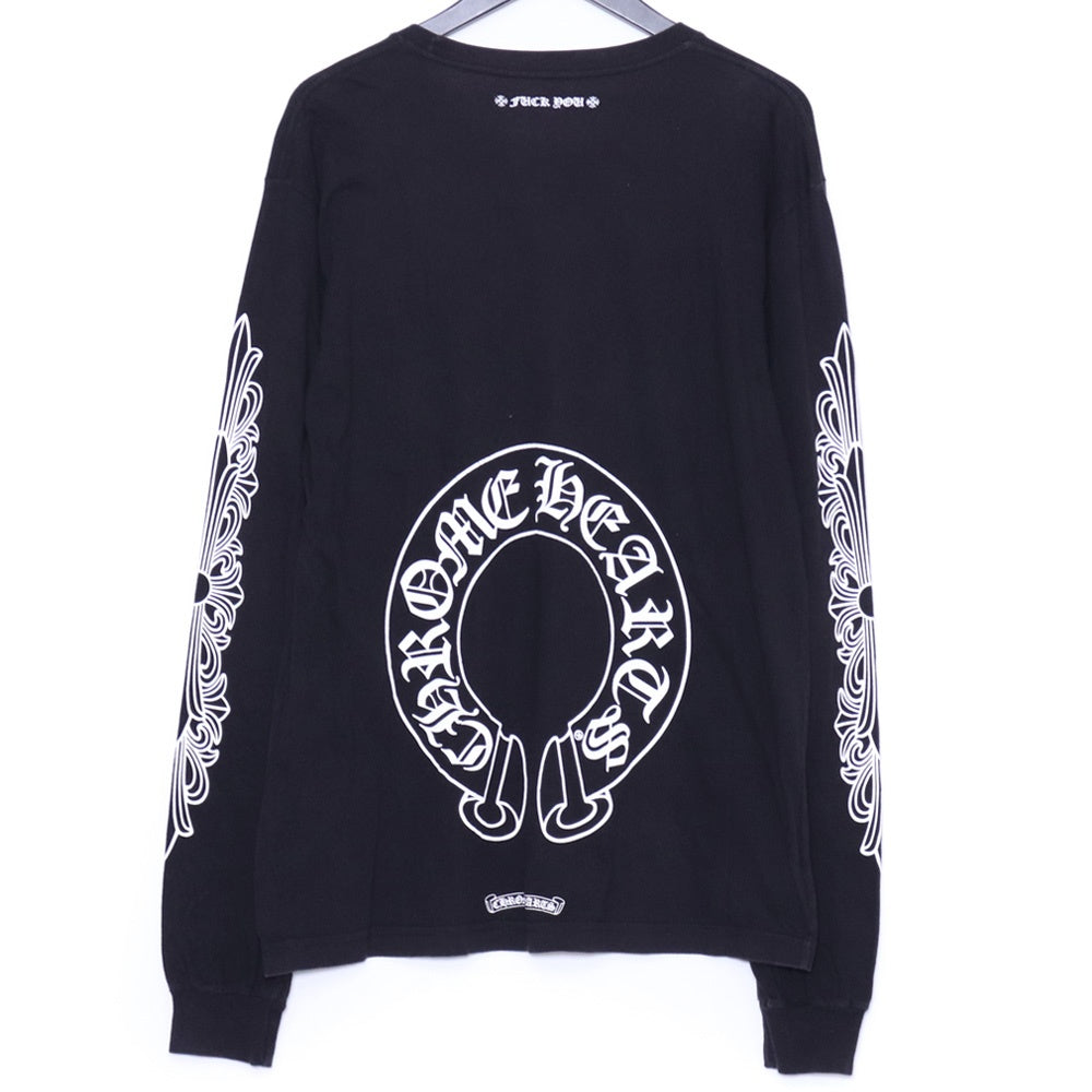 CHROME HEARTS Horseshoe Floral Cross T-Shirt Black Size L