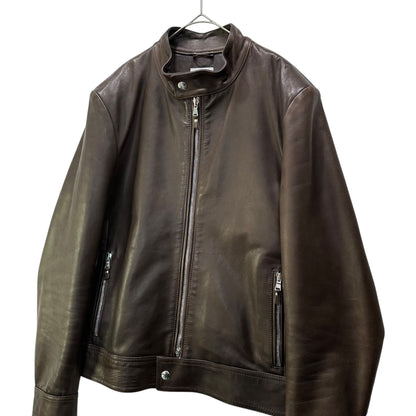EMMETI Lambskin Single-Breasted Rider Jacket Brown Size 44
