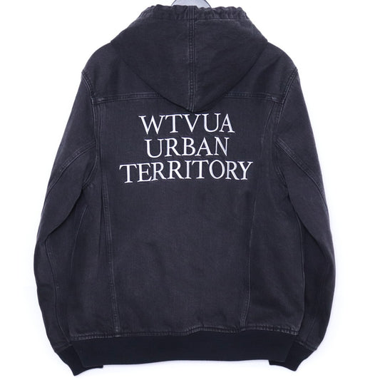 WTAPS COTTON DENIM Hooded Quilted Denim Jacket Black Size 1