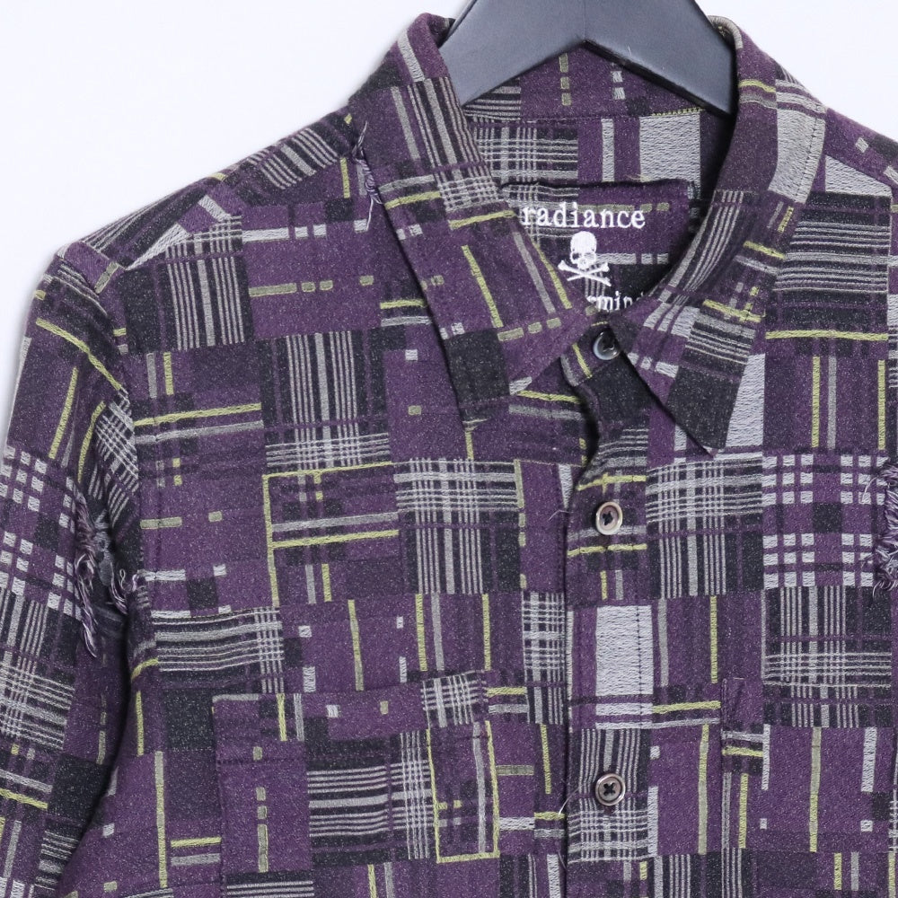 MASTERMIND JAPAN Radiance Skull Jacquard Shirt Purple Size S