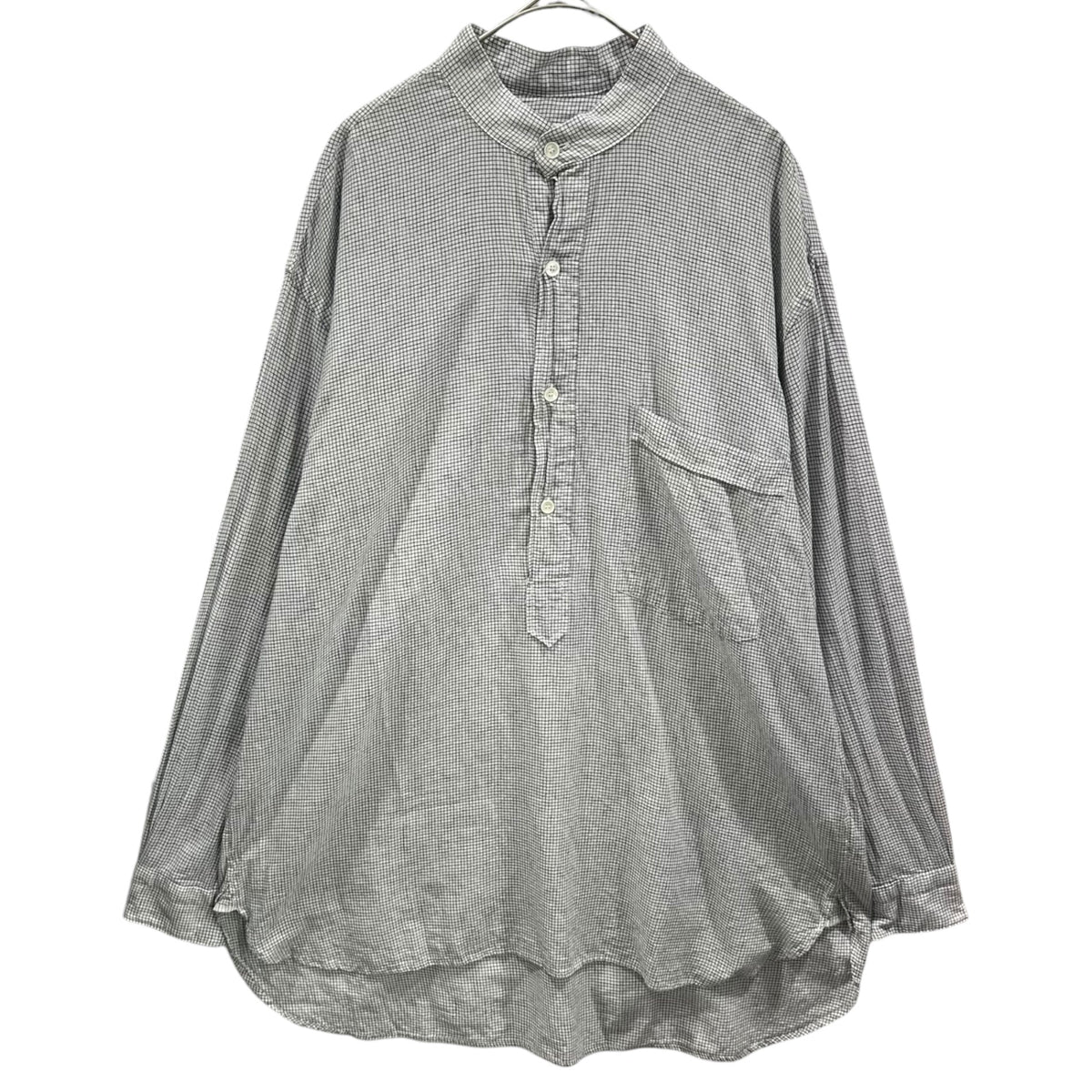 COMOLI 23SS Khadi Cotton Pullover Shirt Check Size 2