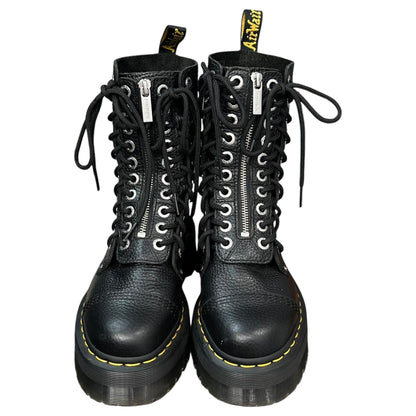 DR.MARTENS Center-Zip 10-Eyelet Lace-Up Boots Black Size UK5