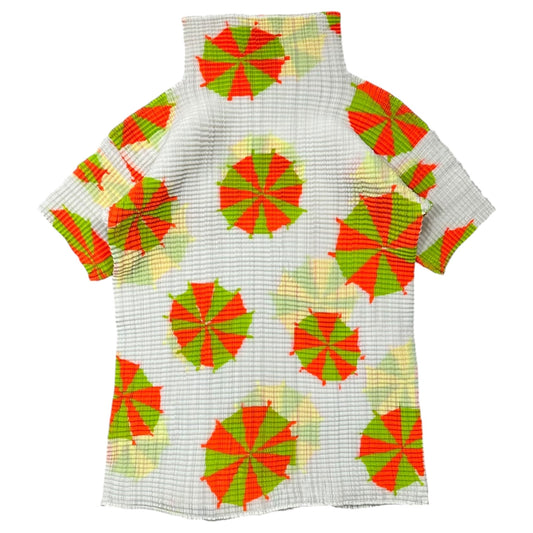 ISSEY MIYAKE Umbrella-Print Pleated High-Neck T-Shirt Size 2