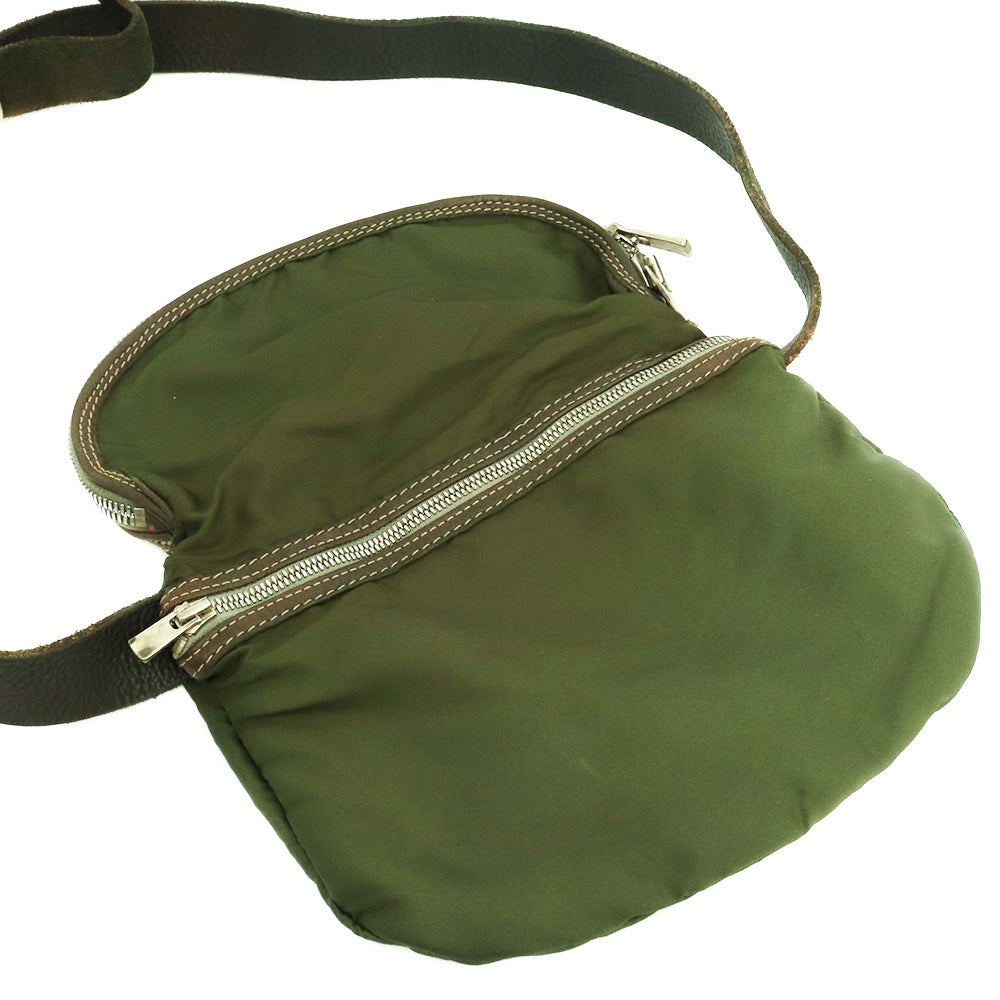 GUIDI Nylon & Leather Shoulder Bag Khaki Size F