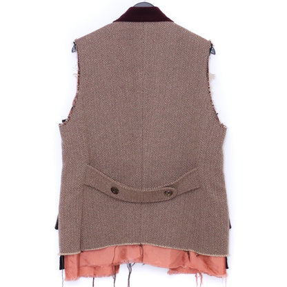 GUCCI Houndstooth Double Breasted Vest Brown Size 44
