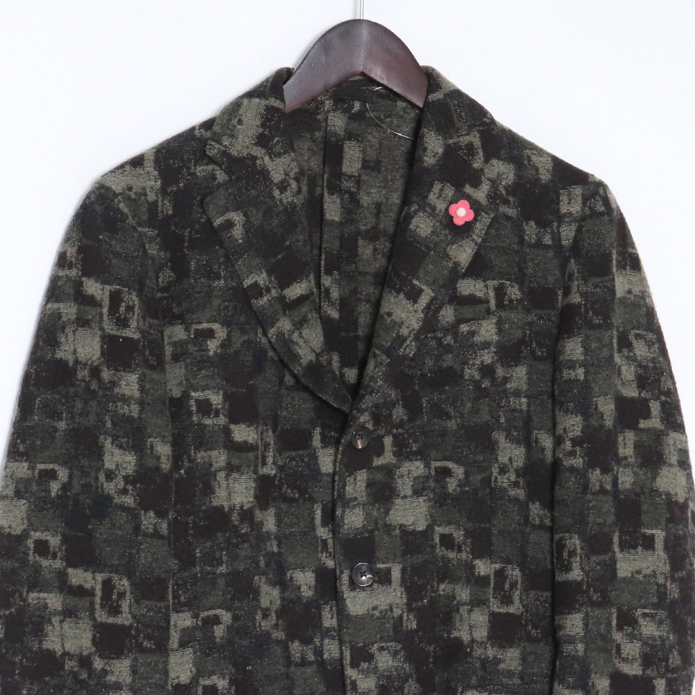 LARDINI All-Over Pattern Boutonnière Blazer Black Size 46
