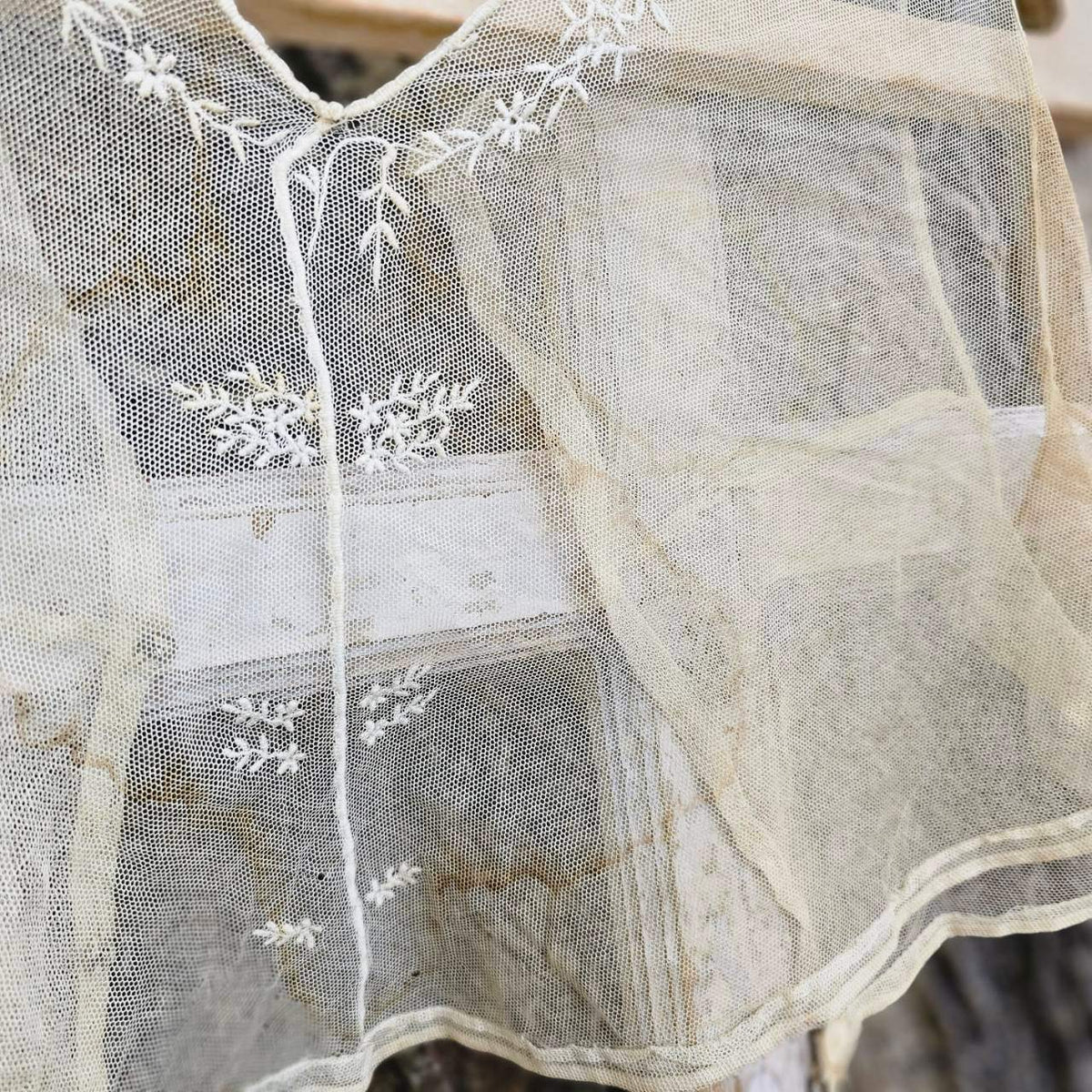 Euro antique 20s Tulle Mini Vest Beige Size FREE