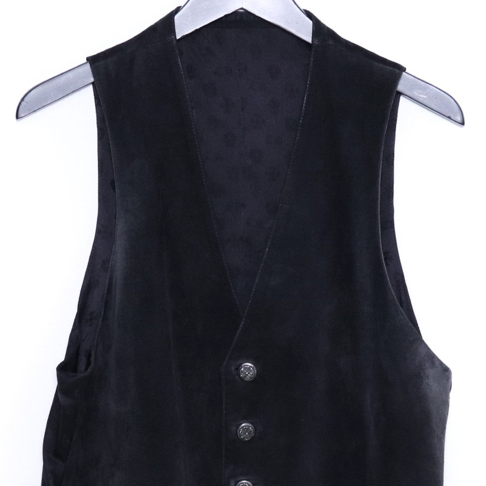 CHROME HEARTS OLD Floral Cross Suede Vest Black Size M