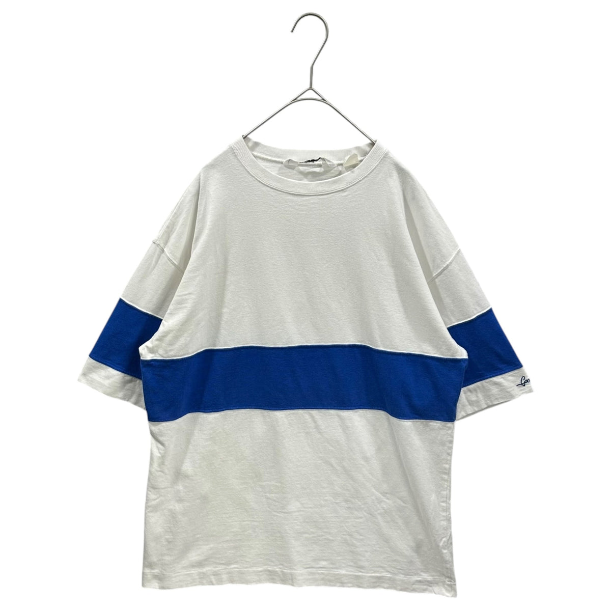 GOODENOUGH 90s Line-Blocked S/S T-Shirt White Blue