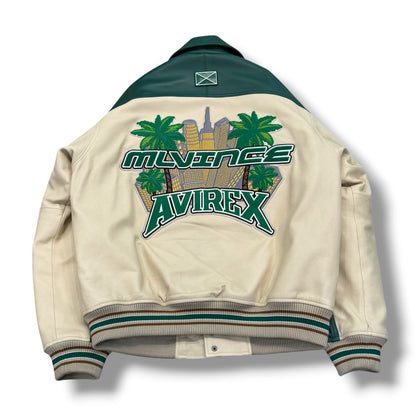 AVIREX MLVINCE Leather Jacket Green Size L
