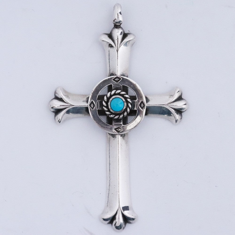 TARO WASHIMI Silver Turquoise Wheel Cross Pendant Size F