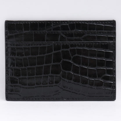 SAINT LAURENT PARIS Cassandra Croc Card Holder Black Card Case Size F