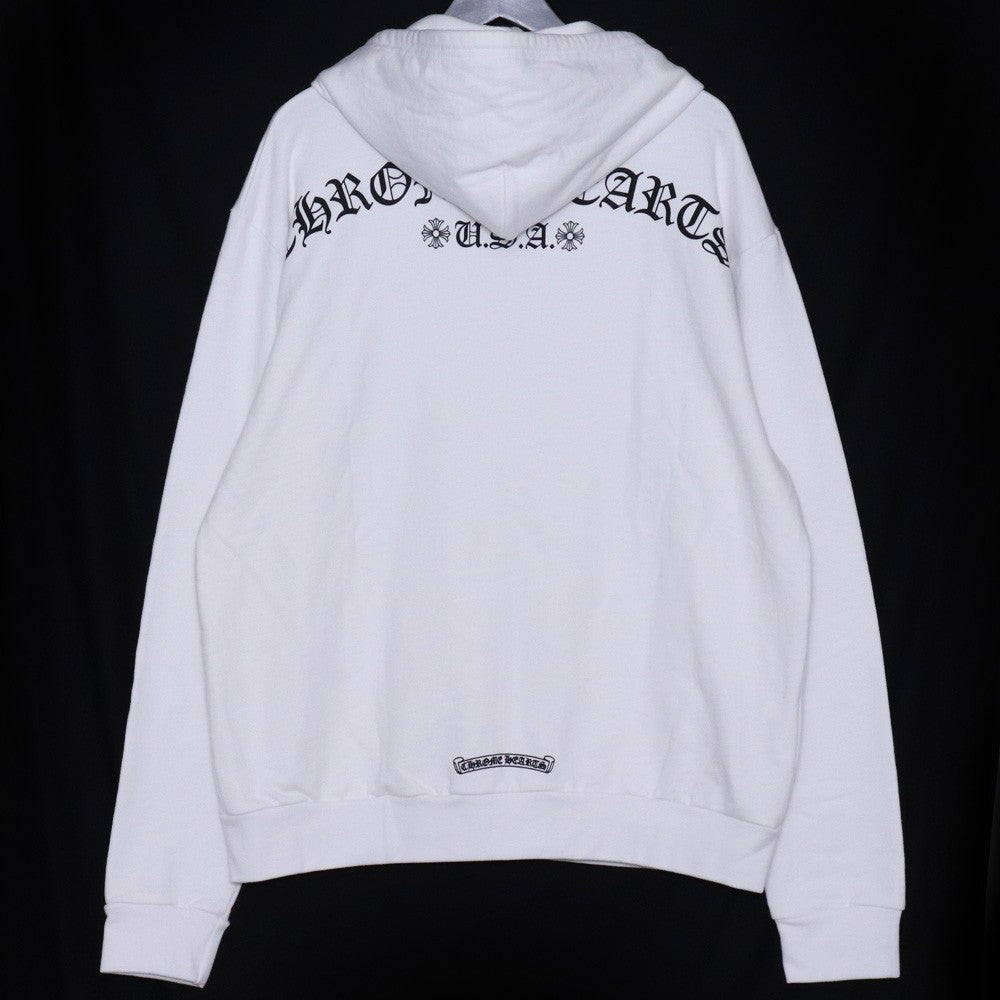CHROME HEARTS Back Arch Logo USA Zip Up Hoodie White Size M