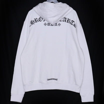 CHROME HEARTS Back Arch Logo USA Zip Up Hoodie White Size M