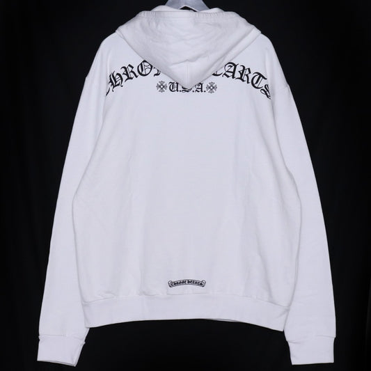CHROME HEARTS Back Arch Logo USA Zip Up Hoodie White Size M