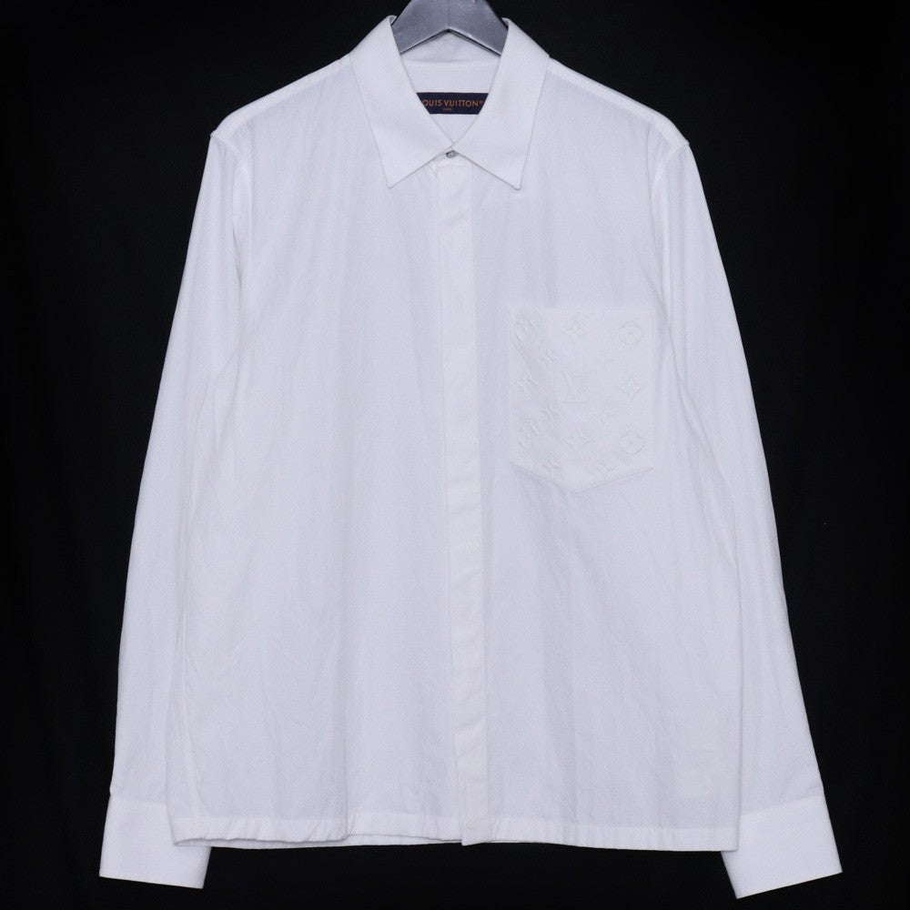 Louis Vuitton Embossed Pocket Long-Sleeve Shirt White Size S