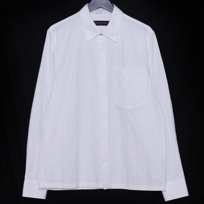 Louis Vuitton Embossed Pocket Long-Sleeve Shirt White Size S
