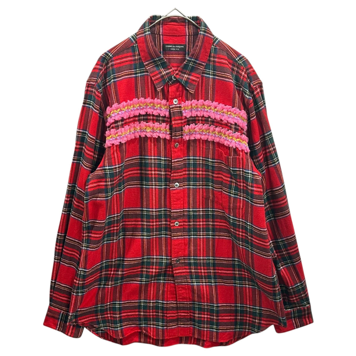 CDG HOMME PLUS 04AW Floral Check Flannel Shirt Red Size FREE