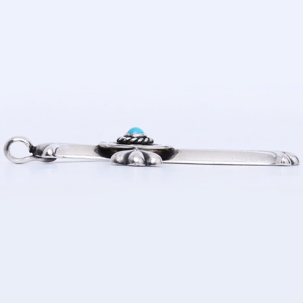 TARO WASHIMI Silver Turquoise Wheel Cross Pendant Size F