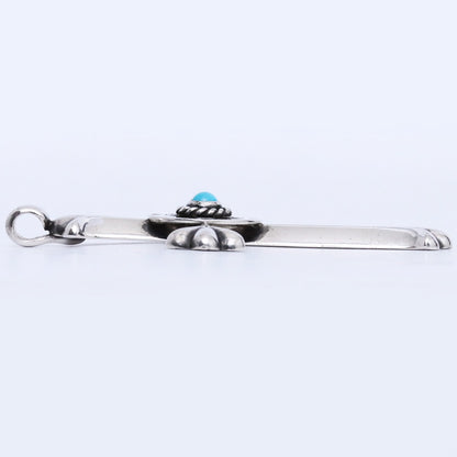 TARO WASHIMI Silver Turquoise Wheel Cross Pendant Size F
