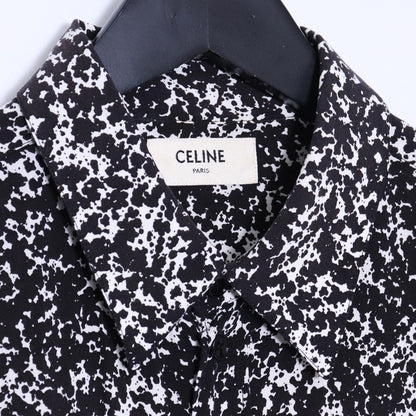 CELINE 19AW Splatter Print Viscose Shirt Black Size 42
