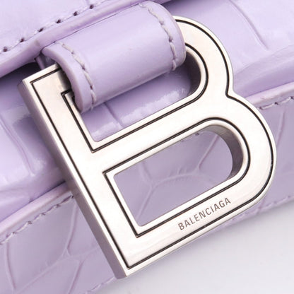 BALENCIAGA Hourglass Chain Wallet Purple Croc Emb. Bag Size F