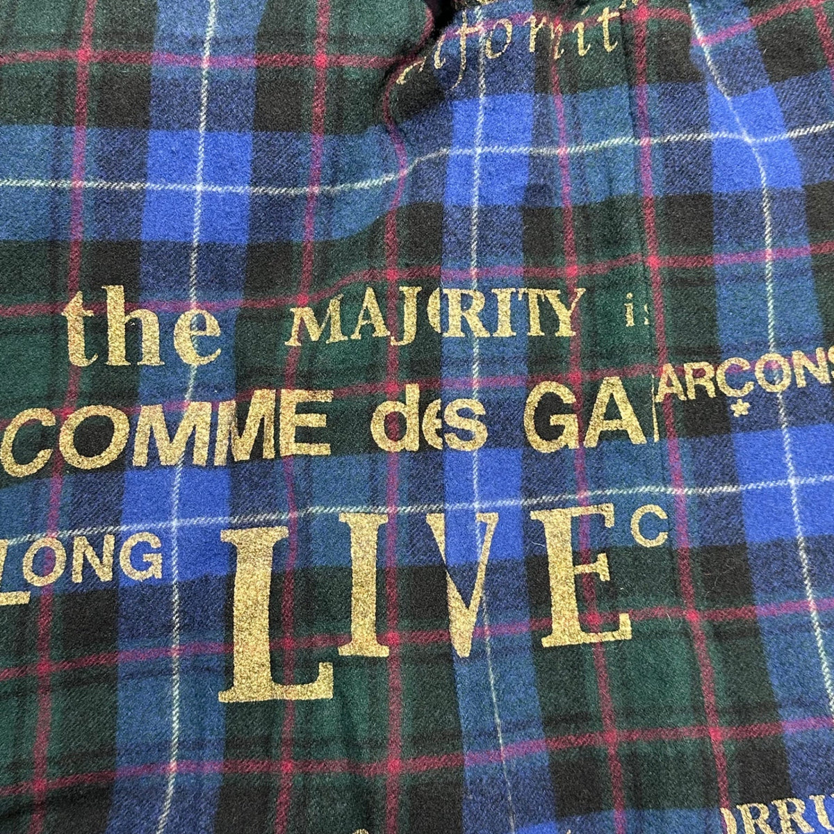 COMME des GARCONS 03AW Logo Print Check Jacket Size FREE