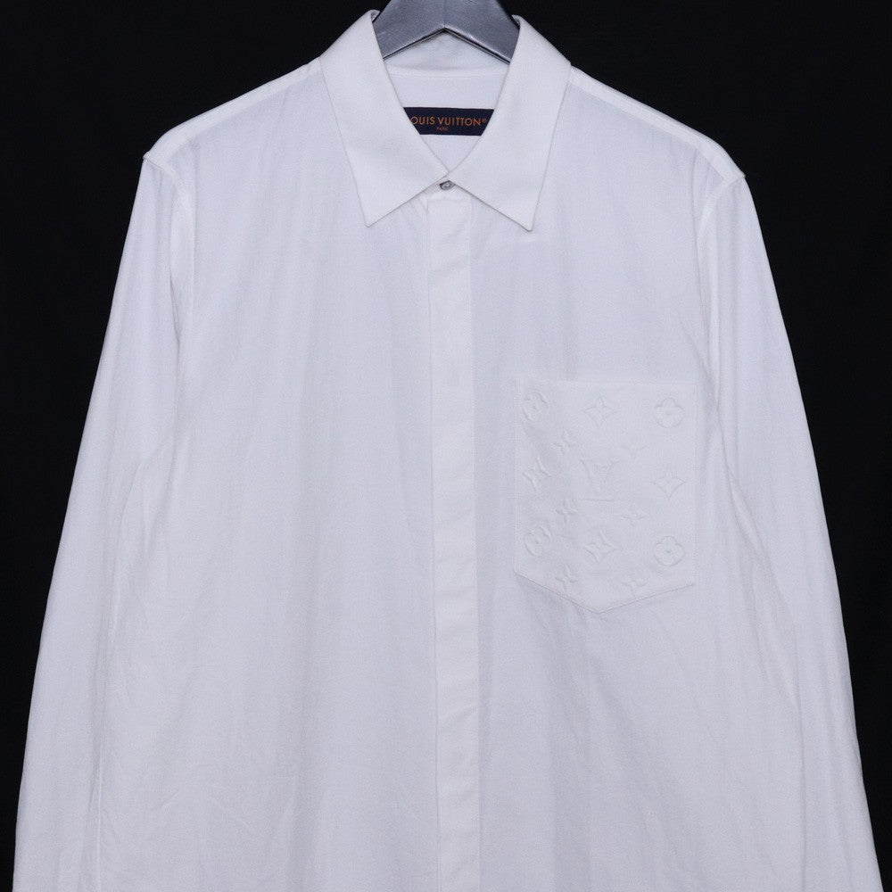 Louis Vuitton Embossed Pocket Long-Sleeve Shirt White Size S