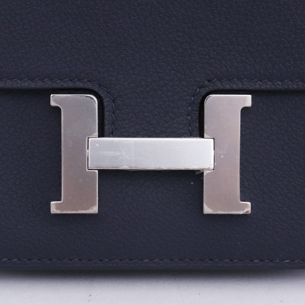 HERMES Constance Slim Bag Navy Silver Hardware Size F