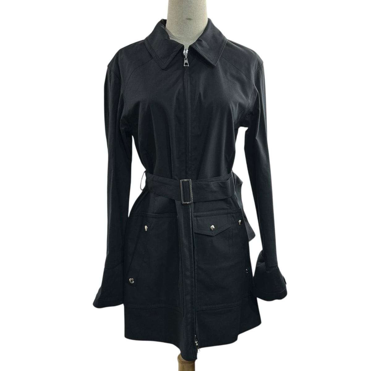 LOUIS VUITTON Monogram Zip Coated Macintosh Coat Size 34