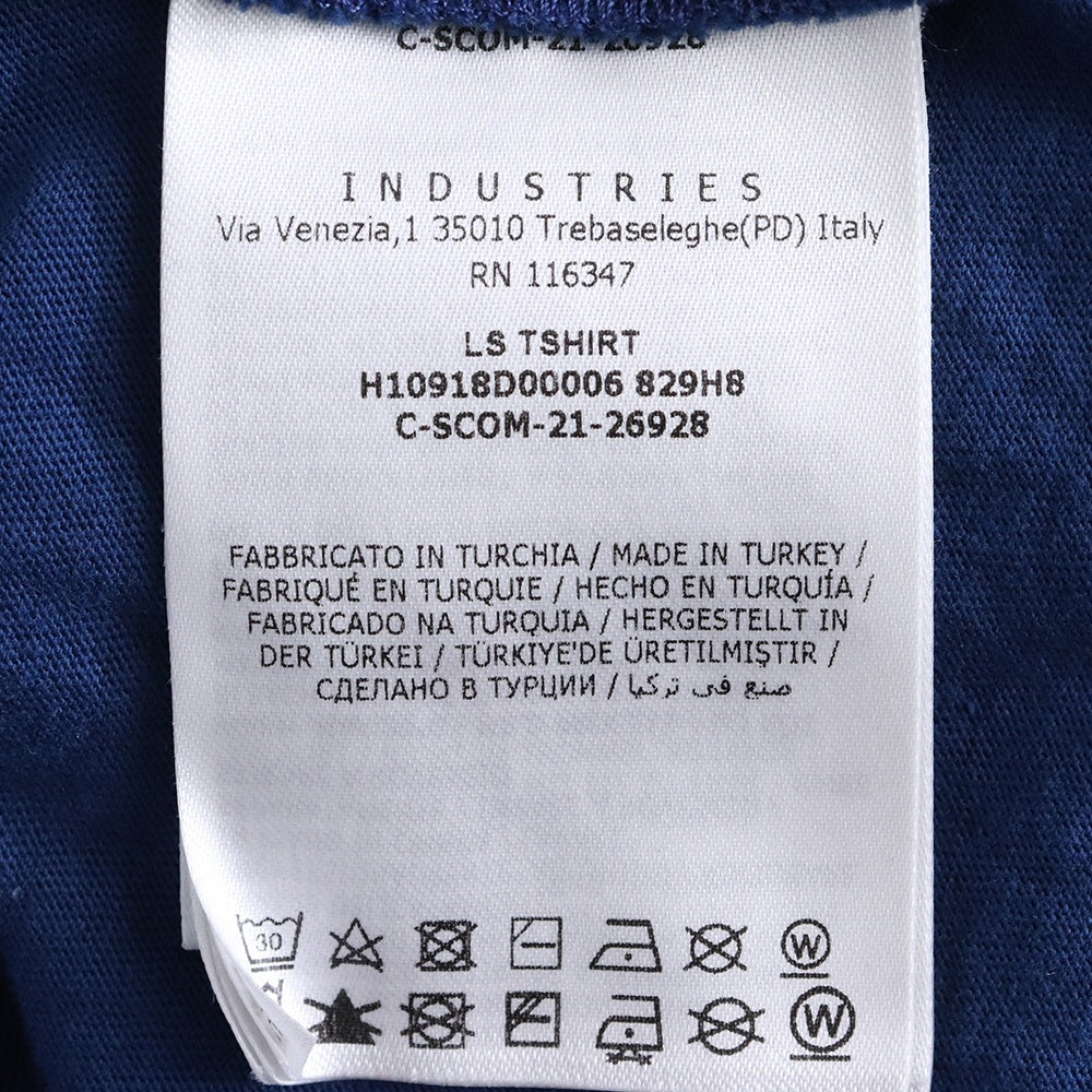 MONCLER Logo Piping Long Sleeve Tee Blue Size S