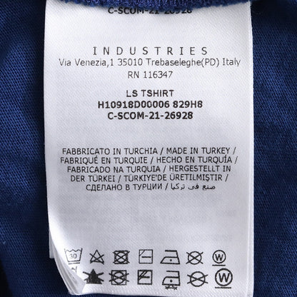 MONCLER Logo Piping Long Sleeve Tee Blue Size S