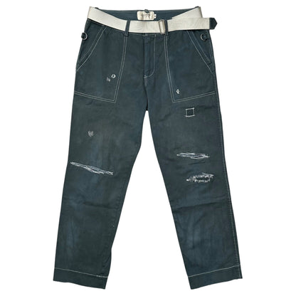 AFFA Distressed Belted Bondage Pants Navy Size M