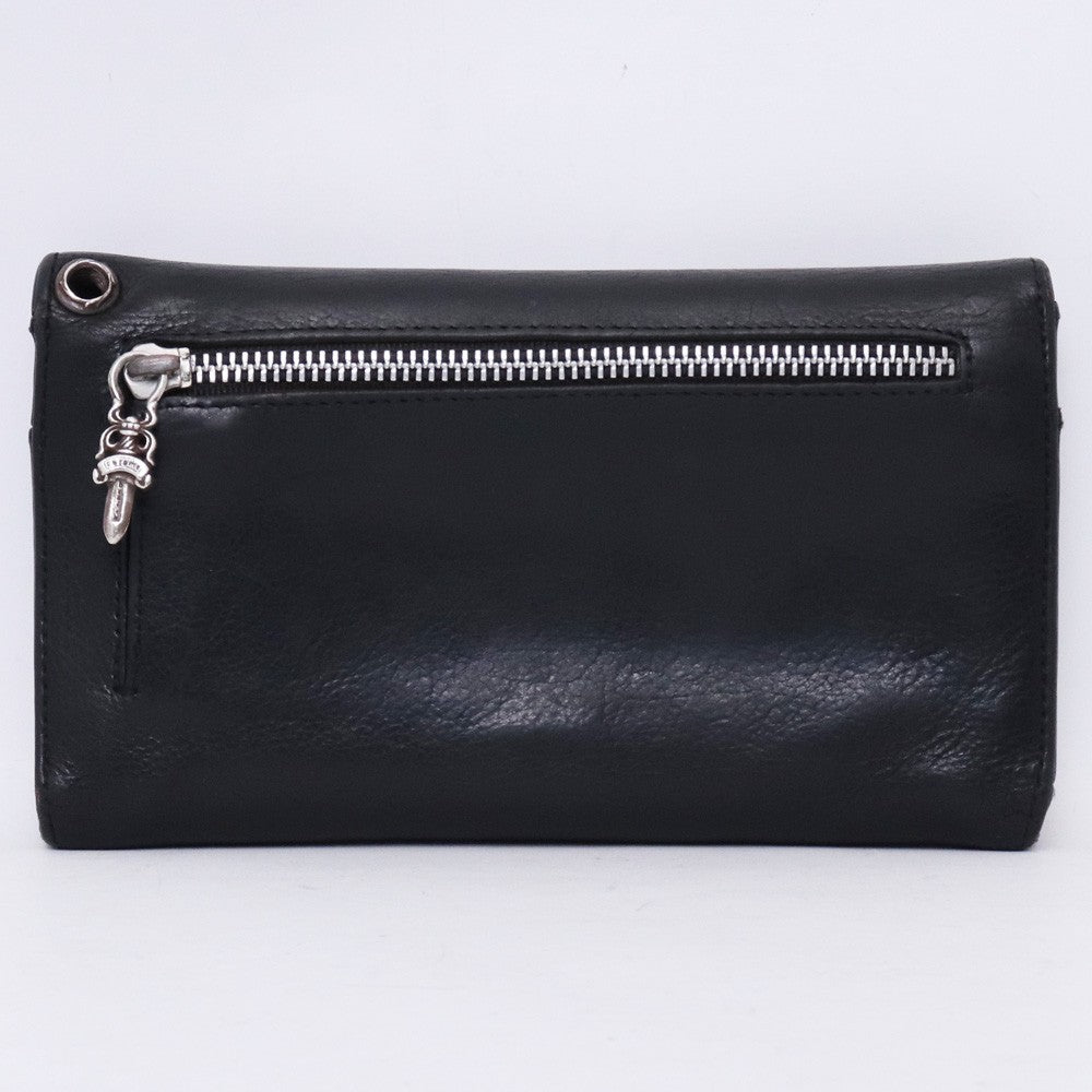 CHROME HEARTS Wave Cross Button Wallet Black Size F