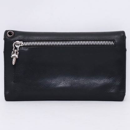 CHROME HEARTS Wave Cross Button Wallet Black Size F