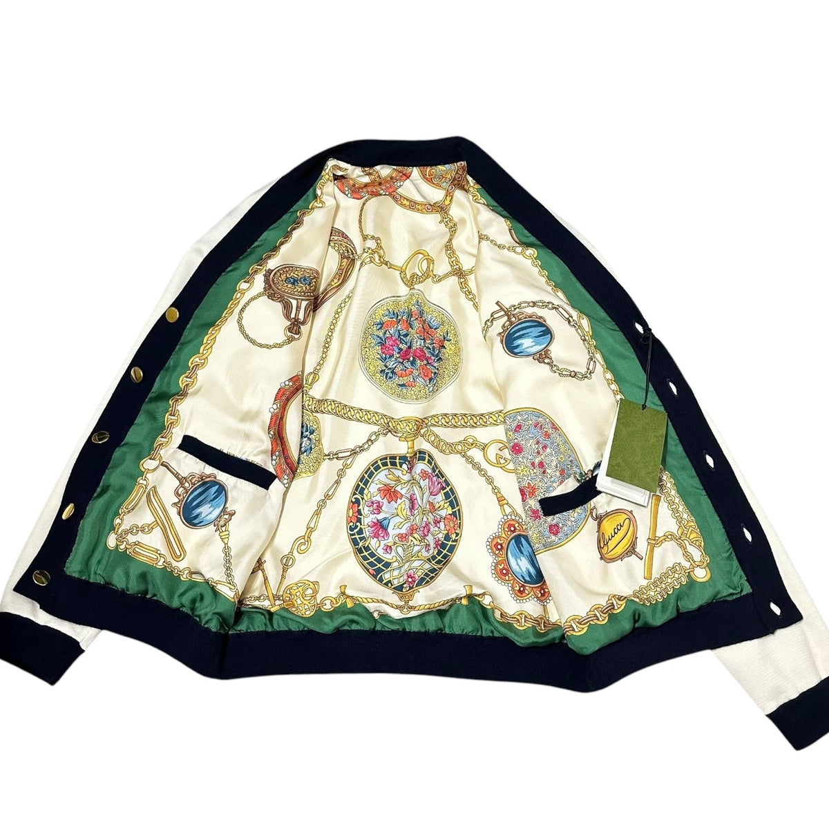GUCCI 23AW All-over Silk Reversible Knit Cardigan Size M