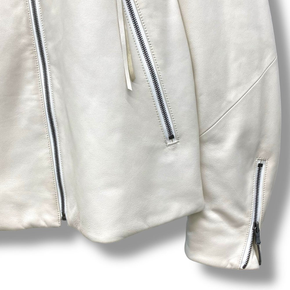 THE VIRIDI-ANNE 20AW Lamb Leather Biker Jacket White Size 3