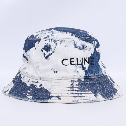 CELINE Tie-Dye Bleached Denim Bucket Hat Blue Size L