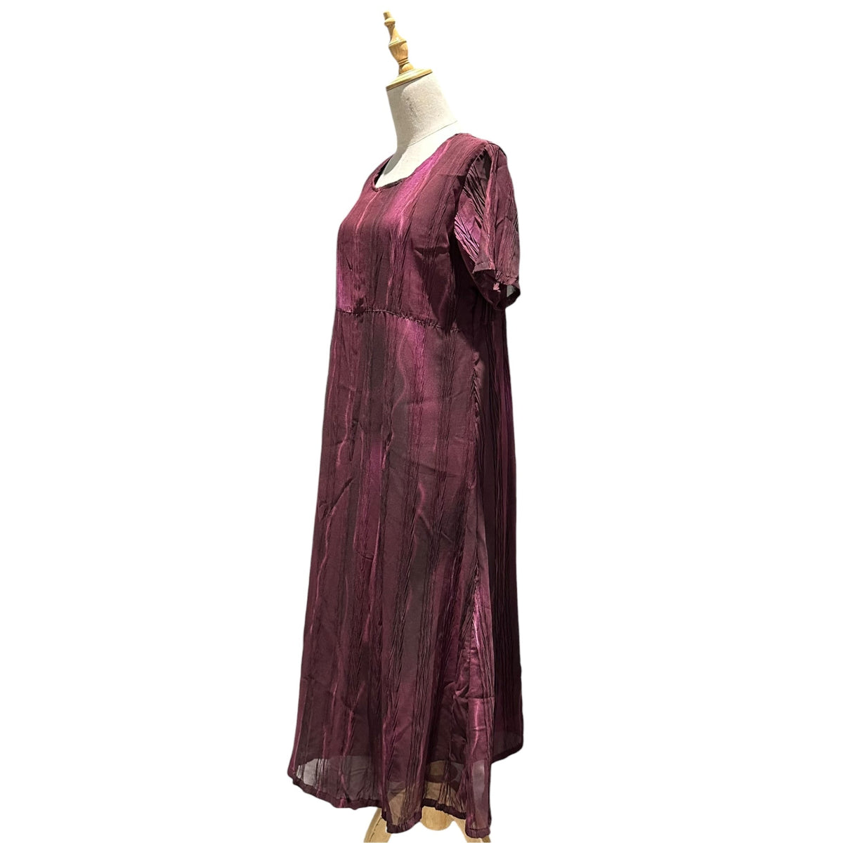 24 ISSEY MIYAKE 11AW Pleated Crinkle Dress Bordeaux Size 2